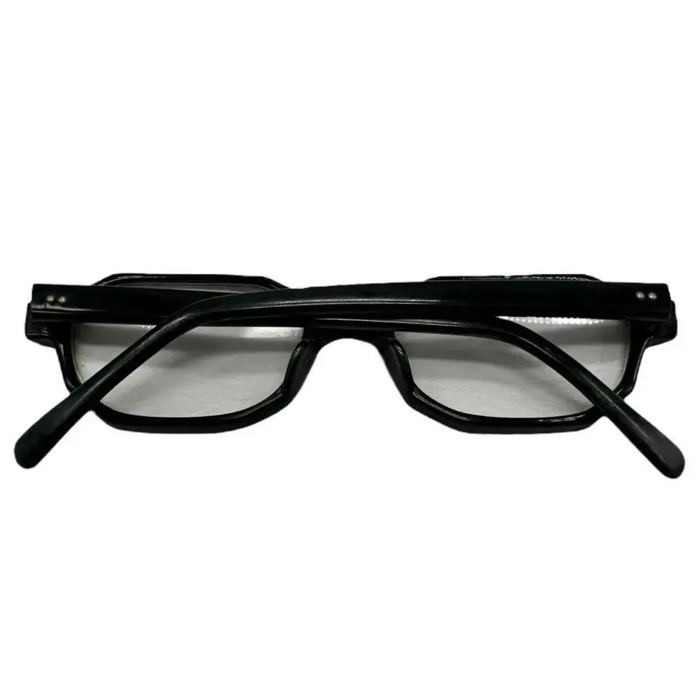 Vintage American Optical Clear Lenses Glasses Octagon Oval Black Acetate Rare